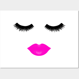 Lips and Lashes Pink Posters and Art